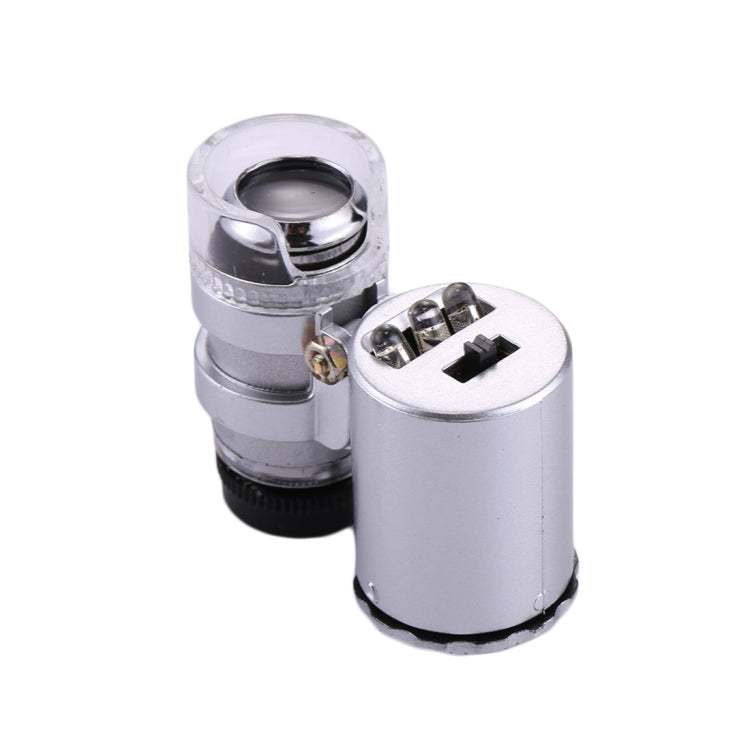 Mini microscopio portátil de valoración de joyas 60X con luz LED y función de detección de moneda