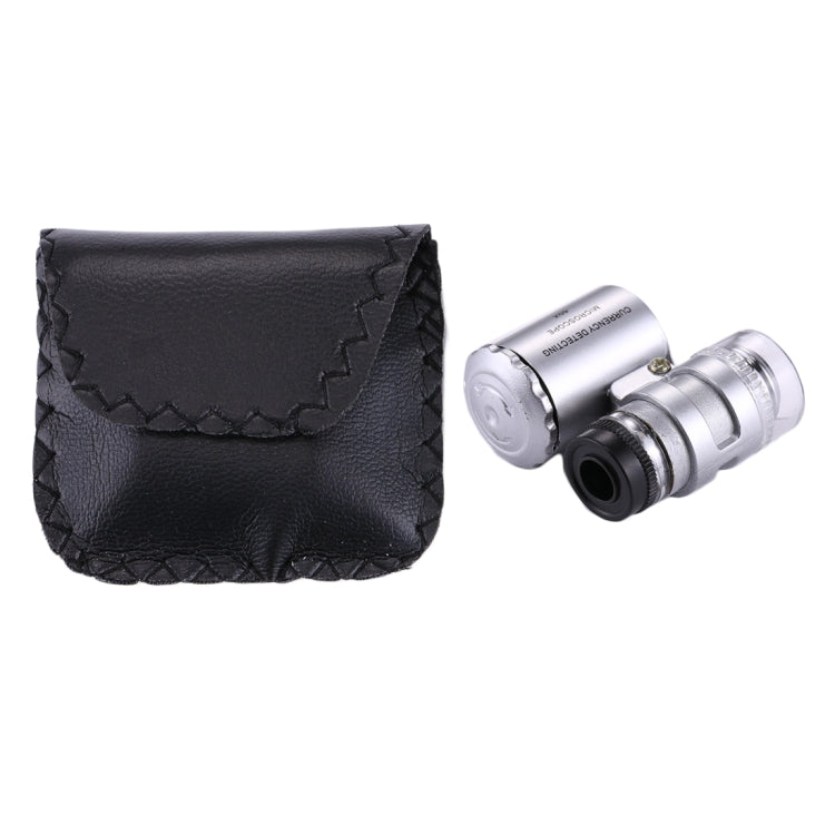 Mini microscopio portátil de valoración de joyas 60X con luz LED y función de detección de moneda