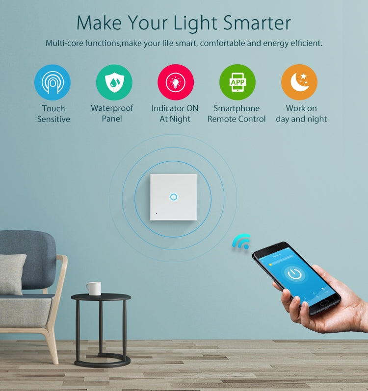 NEO NAS-SC01W Interruptor de control de luz inteligente inalámbrico WiFi EU 1Gang, 1 Gang