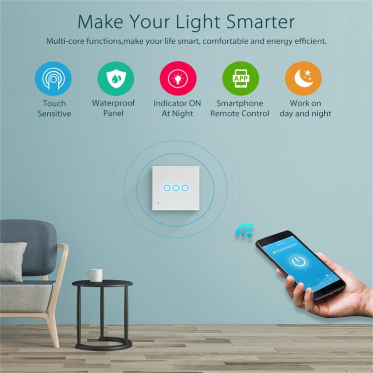 NEO NAS-SC03W WiFi inalámbrico UE Interruptor de control de luz inteligente 3Gang, 3 Gang