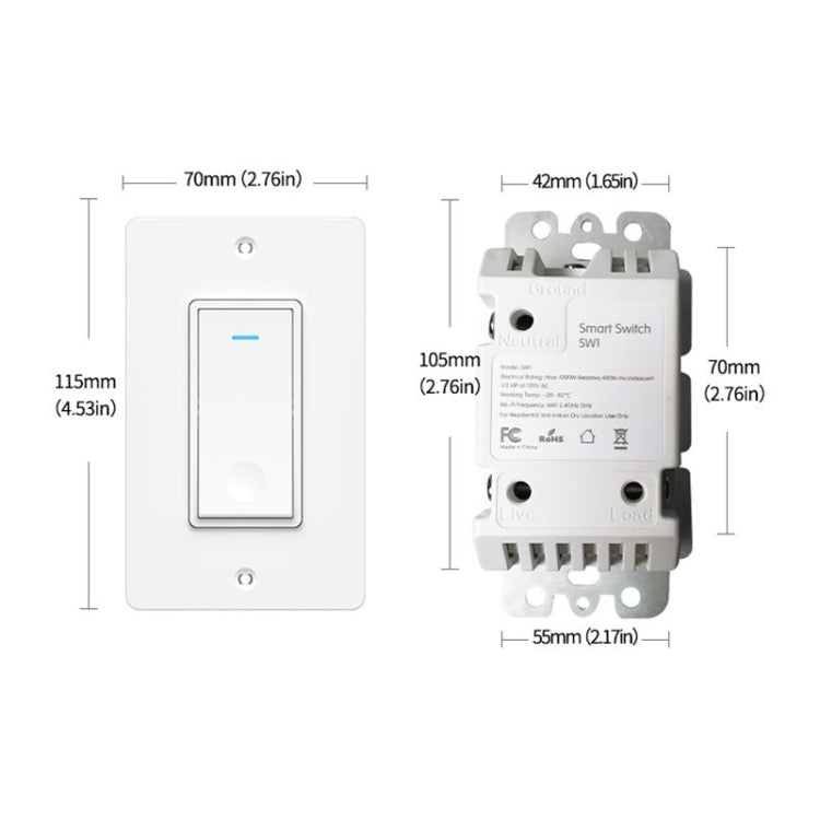 Interruptor táctil de pared inteligente WiFi tipo 120, enchufe de EE. UU.
