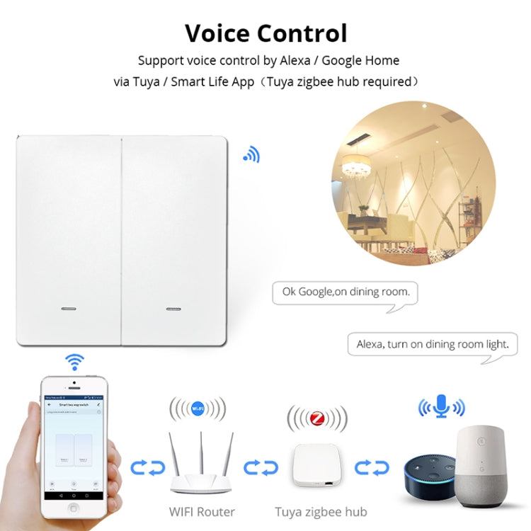 Interruptor inteligente de 2 botones Interruptor de pared inteligente, 2 Buttons