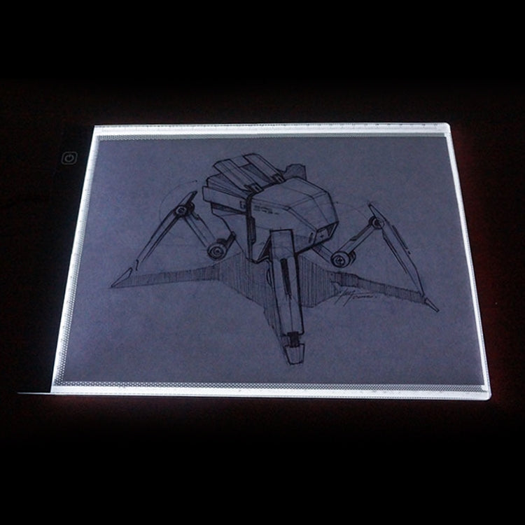 3.5W 5V LED USB Tres niveles de brillo Regulable A4 Escala de acrílico Tableros de copia Anime Sketch Drawing Sketchpad con cable USB 1.5m y adaptador de corriente, Copy Boards with USB Cable 1.5m & Power Adapter
