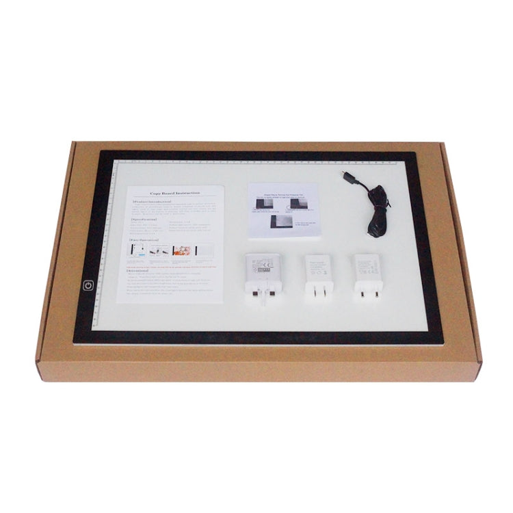 8W 5V LED USB Tres niveles de brillo Regulable A3 Escala de acrílico Tableros de copia Anime Sketch Drawing Sketchpad con cable USB y adaptador de corriente, Three Level of Brightness Dimmable with USB Cable & Power Adapter