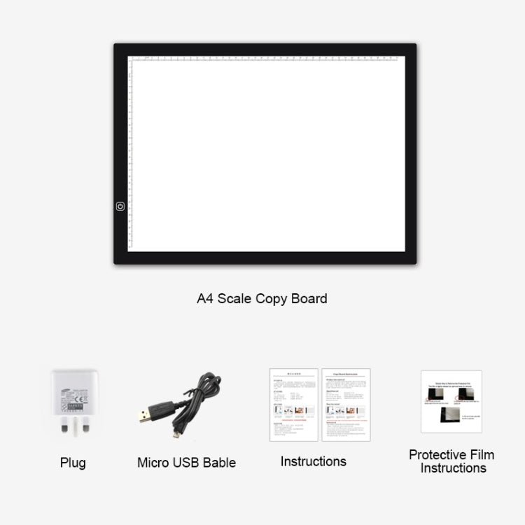 Tableros de copia de escala acrílica A3, atenuación continua, LED, USB, 8W, 5V, bloc de dibujo de bocetos de Anime con Cable USB y adaptador de corriente, Stepless Dimming with USB Cable & Power Adapter