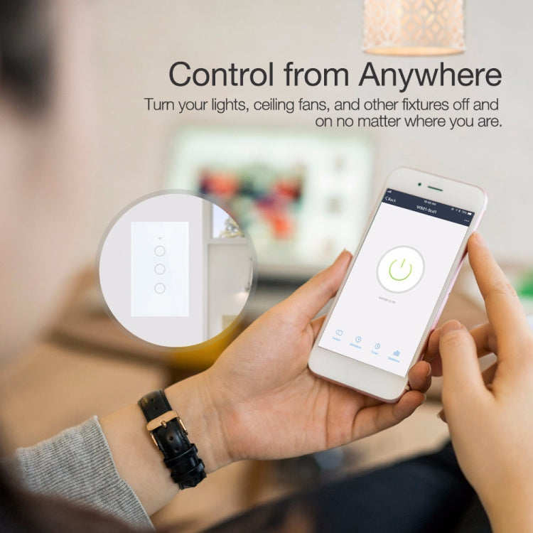 Interruptor de luz inteligente TC120 Wifi, Panel táctil con pantalla de cristal, Control por voz, interruptor de pared inalámbrico, funciona con Alexa Echo/Google Home