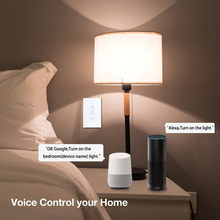 Interruptor de luz inteligente TC120 Wifi, Panel táctil con pantalla de cristal, Control por voz, interruptor de pared inalámbrico, funciona con Alexa Echo/Google Home