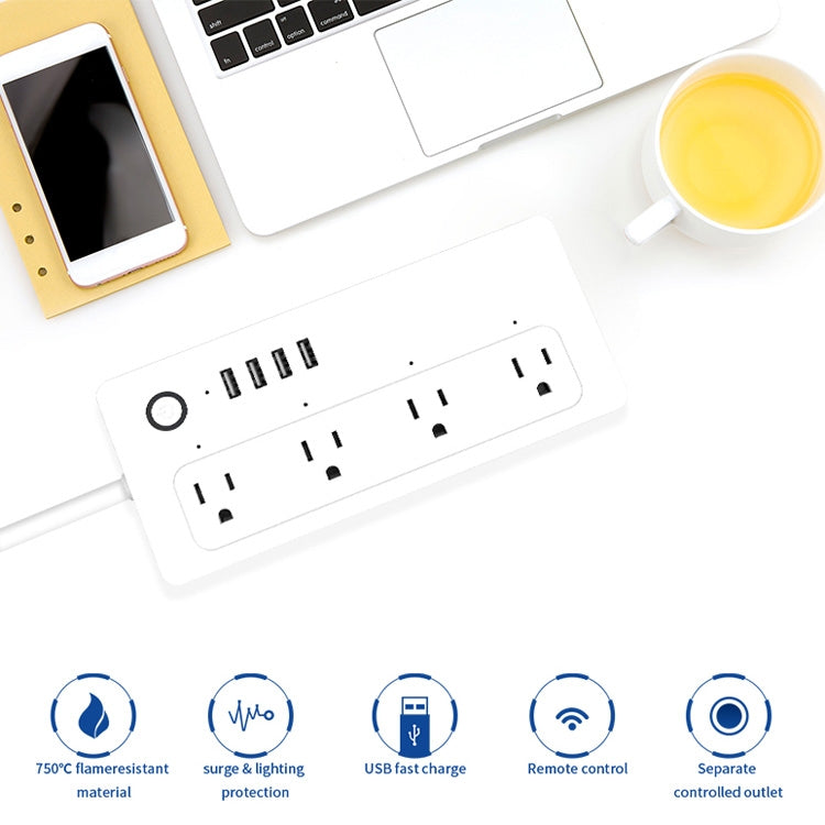 XS-A24 WiFi Smart Power Plug Socket Control remoto inalámbrico Temporizador Interruptor de encendido con puerto USB, Compatible con Alexa y Google Home, Compatible con iOS y Android, Enchufe de EE. UU.