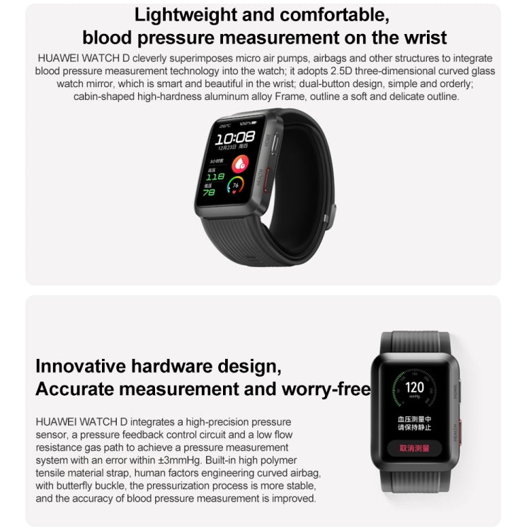 HUAWEI WATCH D Reloj Inteligente Saludable, Pantalla AMOLED de 1,64 Pulgadas, Soporte para Monitoreo de ECG/Presión Arterial