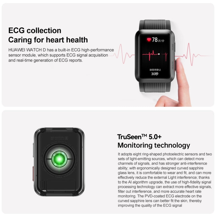 HUAWEI WATCH D Reloj Inteligente Saludable, Pantalla AMOLED de 1,64 Pulgadas, Soporte para Monitoreo de ECG/Presión Arterial