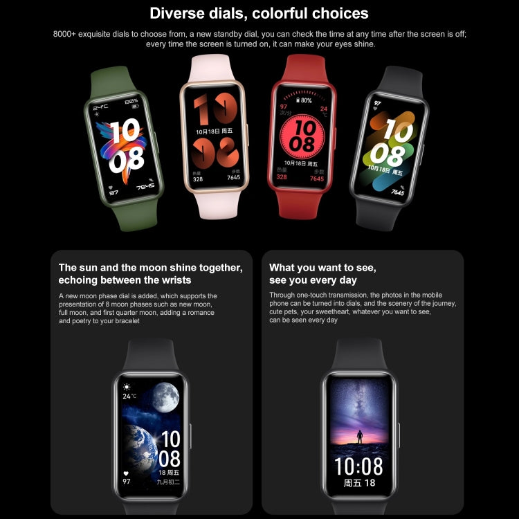 Original HUAWEI Band 7 NFC Edition, reloj inteligente con pantalla AMOLED de 1,47 pulgadas, compatible con monitoreo de oxígeno en sangre/duración de la batería de 14 días, NFC / Black, NFC / Pink, NFC / Green