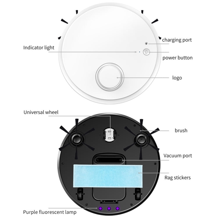 BOWAI OB12 Robot de barrido con carga USB inteligente para el hogar, OB12 (Black), OB12 (White)
