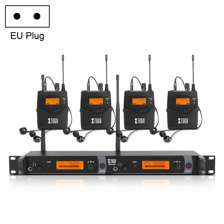 XTUGA IEM1200 Transmisor Inalámbrico 4 Bodypack Stage Singer Sistema De Monitor In-Ear, Transmitter 4 Bodypack