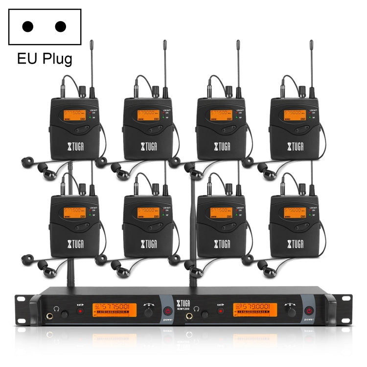XTUGA IEM1200 Transmisor Inalámbrico 8 Bodypack Stage Singer Sistema De Monitor In-Ear, Transmitter 8 Bodypack
