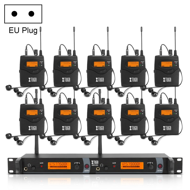 XTUGA IEM1200 Transmisor Inalámbrico 10 Bodypack Stage Singer Sistema De Monitor In-Ear, Transmitter 10 Bodypack