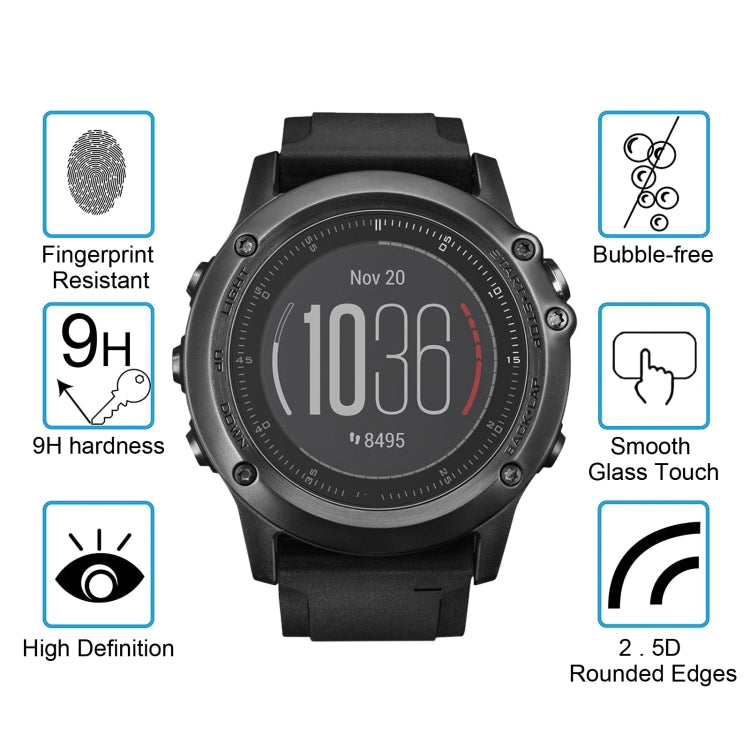 2 uds ENKAY Hat-Prince para reloj inteligente Garmin Fenix 3 HR 0,2mm 9H dureza de la superficie 2.15D película de pantalla de vidrio templado a prueba de explosiones