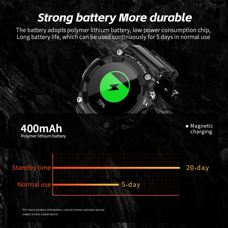 LOKMAT ATTACK 3 Reloj inteligente deportivo con pantalla TFT de 1,28 pulgadas, compatible con llamada Bluetooth, ATTACK 3