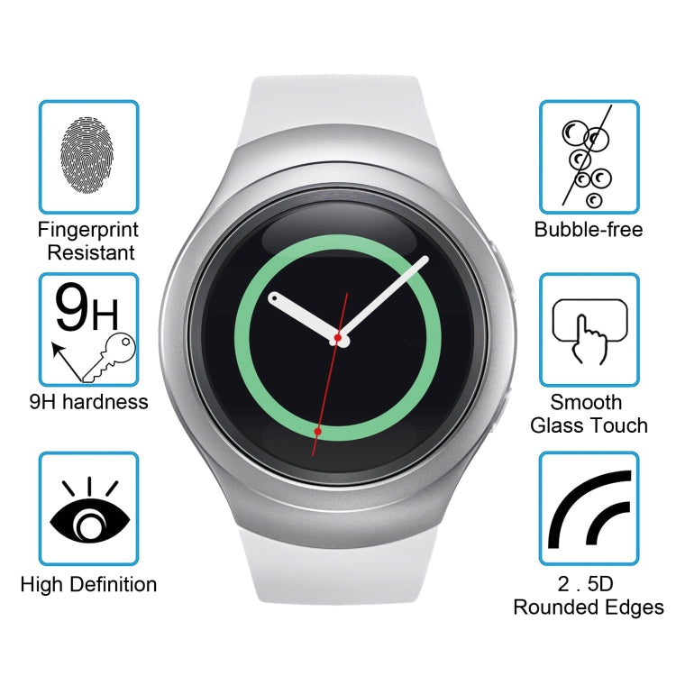 2 PCS ENKAY Hat-Prince para Samsung Gear S2 Smart Watch 0.2mm 9H Dureza superficial 2.15D Película de pantalla de vidrio templado a prueba de explosiones
