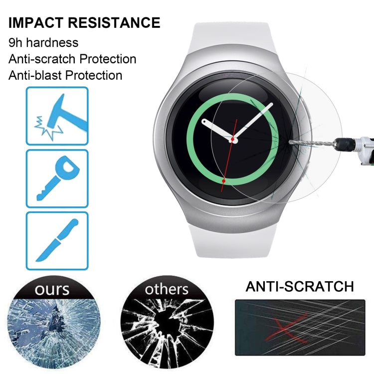 2 PCS ENKAY Hat-Prince para Samsung Gear S2 Smart Watch 0.2mm 9H Dureza superficial 2.15D Película de pantalla de vidrio templado a prueba de explosiones