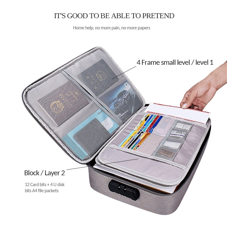 Bolsa de almacenamiento de documentos multicapa de poliéster impermeable ZJ02, bolsa para ordenador portátil para todos los tamaños de portátiles, con bloqueo de contraseña