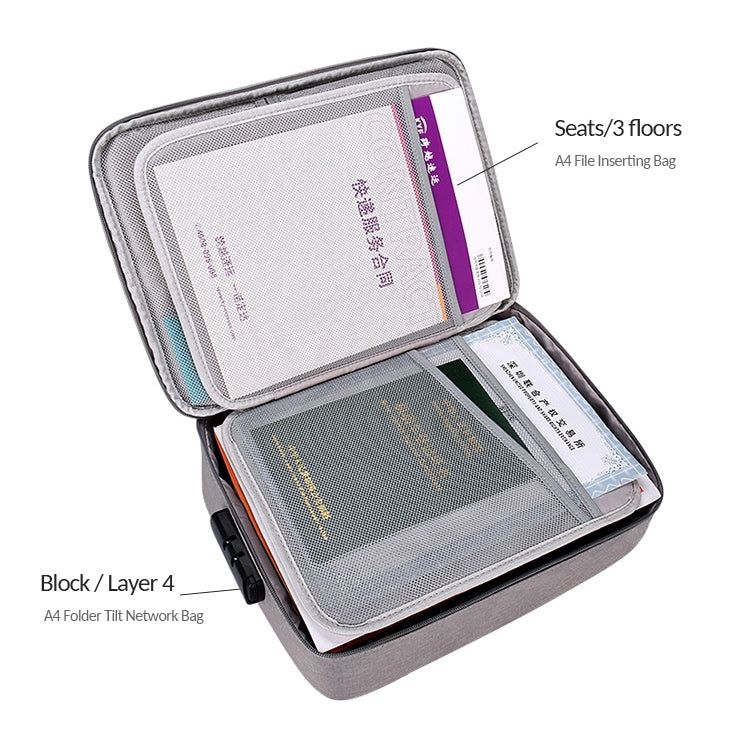 Bolsa de almacenamiento de documentos multicapa de poliéster impermeable ZJ02, bolsa para ordenador portátil para todos los tamaños de portátiles, con bloqueo de contraseña