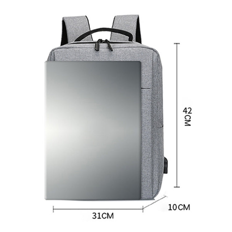 POFOKO Mochila informal de negocios de tela Oxford impermeable de gran capacidad con diseño de carga USB externa para portátiles de 15,6 pulgadas