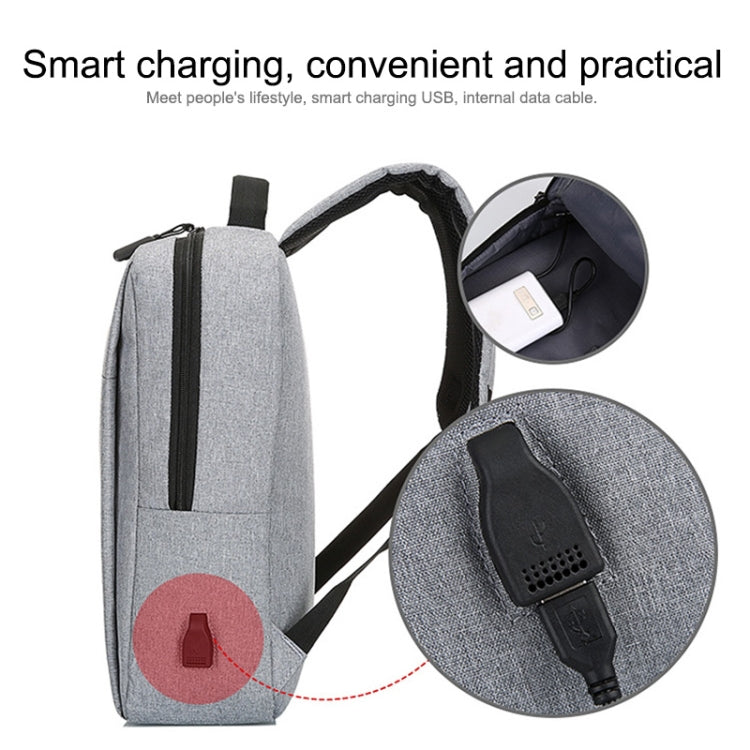 POFOKO Mochila informal de negocios de tela Oxford impermeable de gran capacidad con diseño de carga USB externa para portátiles de 15,6 pulgadas