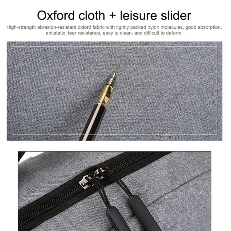 POFOKO Mochila informal de negocios de tela Oxford impermeable de gran capacidad con diseño de carga USB externa para portátiles de 15,6 pulgadas
