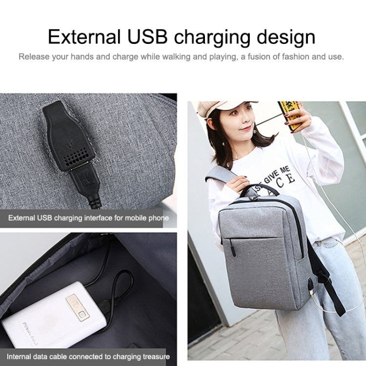 POFOKO Mochila informal de negocios de tela Oxford impermeable de gran capacidad con diseño de carga USB externa para portátiles de 15,6 pulgadas