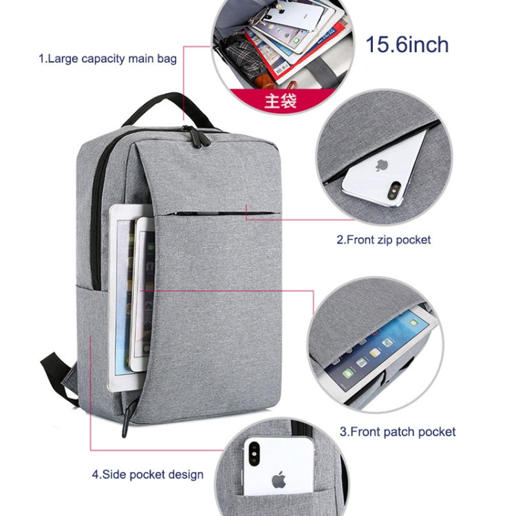POFOKO Mochila informal de negocios de tela Oxford impermeable de gran capacidad con diseño de carga USB externa para portátiles de 15,6 pulgadas