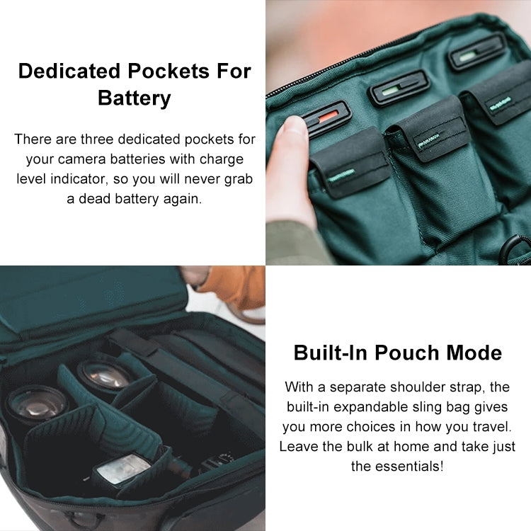 PGYTECH P-CB-020 2 en 1 Mochila impermeable a prueba de golpes para exteriores con dos hombros + bolso de hombro individual, P-CB-020