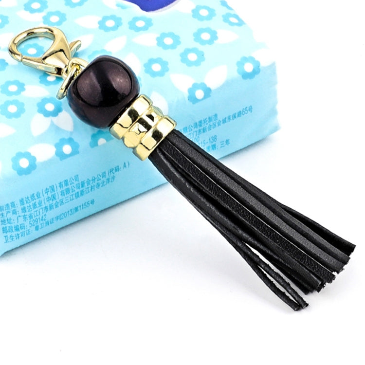 LS02 Llavero con borla de piel de vaca colgante para bolso de coche
