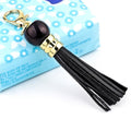 LS02 Llavero con borla de piel de vaca colgante para bolso de coche
