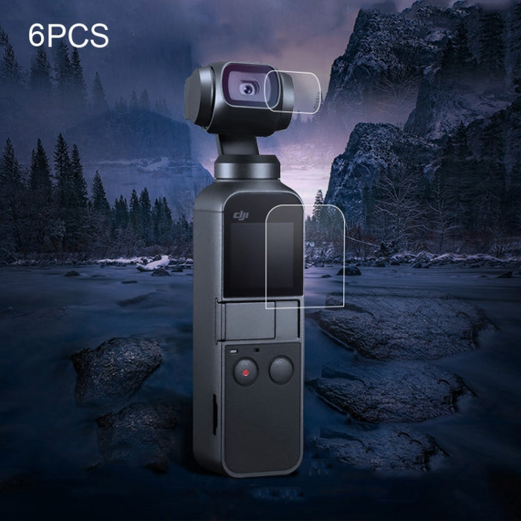 Protector de lente de 6 piezas + película de vidrio templado de pantalla para DJI OSMO Pocket Gimbal, 6PCS Lens Protector