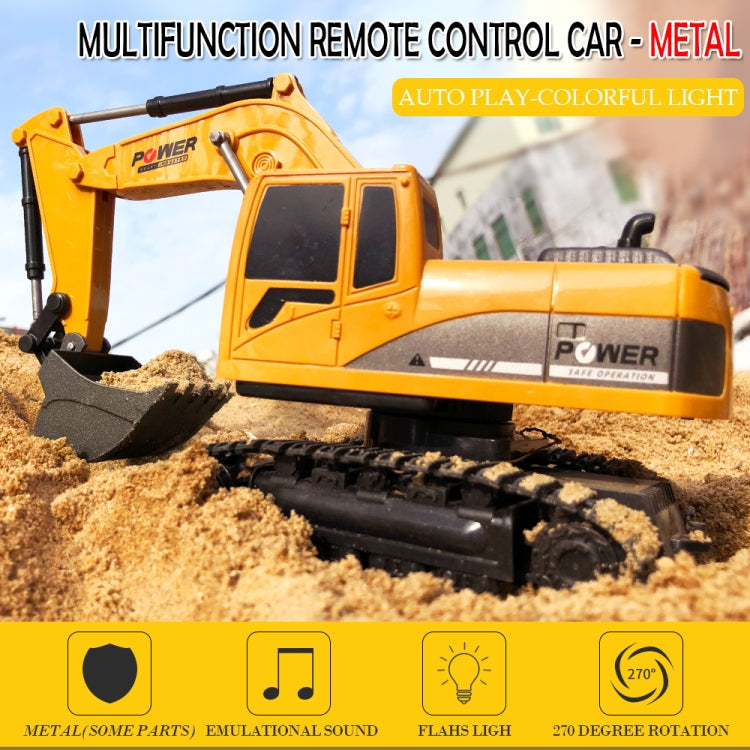 258-1 6 canales 2.4G 1/24RC Excavadora de metal de ingeniería con control remoto que carga el coche RC, Metal