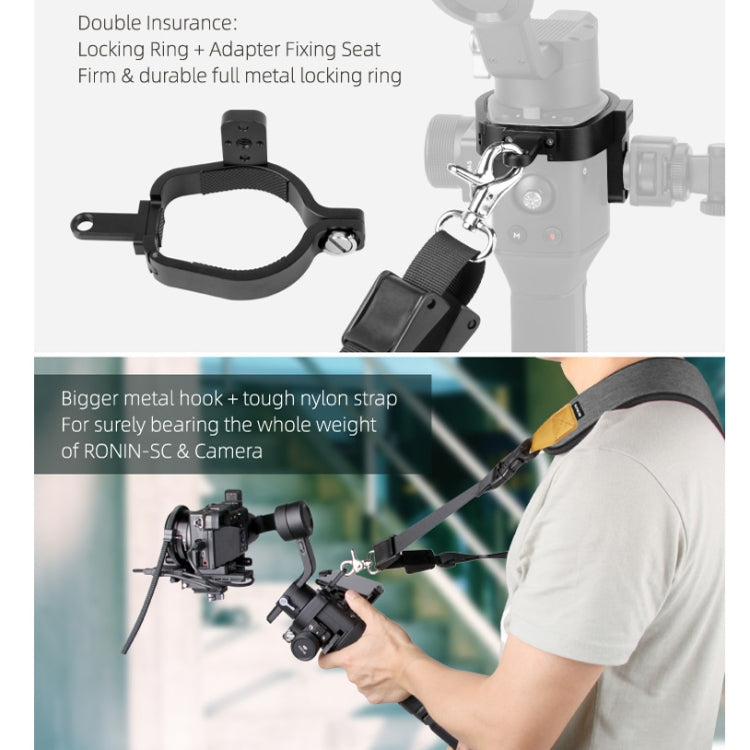 Sunnylife RO-Q9228 cardán de mano correa de hombro con cordón especial + hebilla colgante de anillo fijo para DJI RONIN-SC, For DJI RONIN-SC