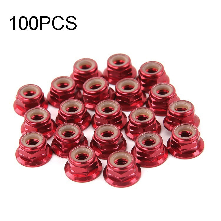 100 Uds iFlight M5 CW 6061 Tuercas de tornillo de Motor de aluminio tuerca con reborde de bloqueo automático de inserción de nailon para Motor de Dron de carreras con visión en primera persona, M5 CW 6061(Black), M5 CW 6061(Red)