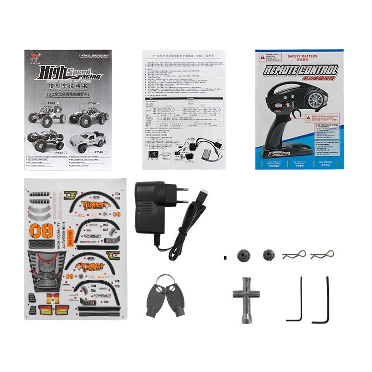 FY-08 Versión sin escobillas 2.4G Vehículo todoterreno con control remoto 1:12 Camión corto con tracción en las cuatro ruedas Coche con control remoto de alta velocidad, enchufe de la UE