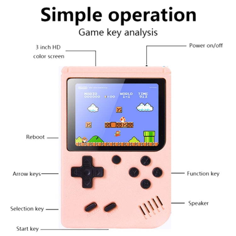 MK800 Consola de juegos portátil clásica retro Macaron Mini de 3,0 pulgadas para niños con 800 juegos integrados, compatible con salida AV, MK800 / Pink, MK800 / Green, MK800 / Grey, MK800 / Blue, MK800 / Yellow