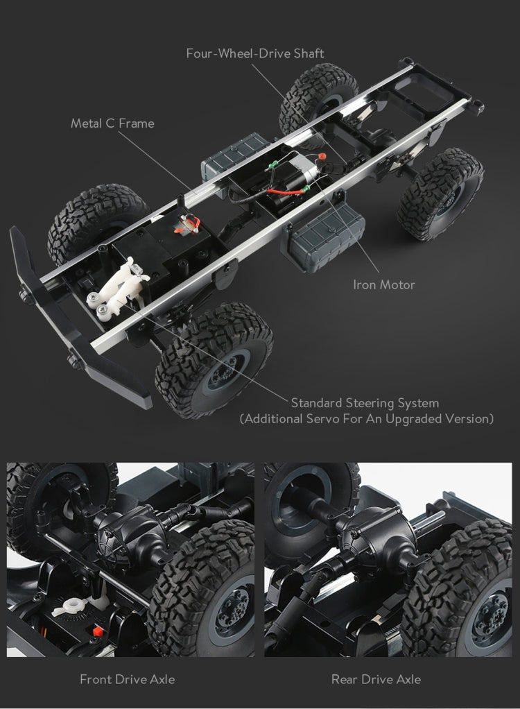 JJR/C Q60 Transporter-1 cuerpo completo 1:16 Mini 2,4 GHz RC 6WD rastreado todoterreno militar camión coche de juguete, Q60