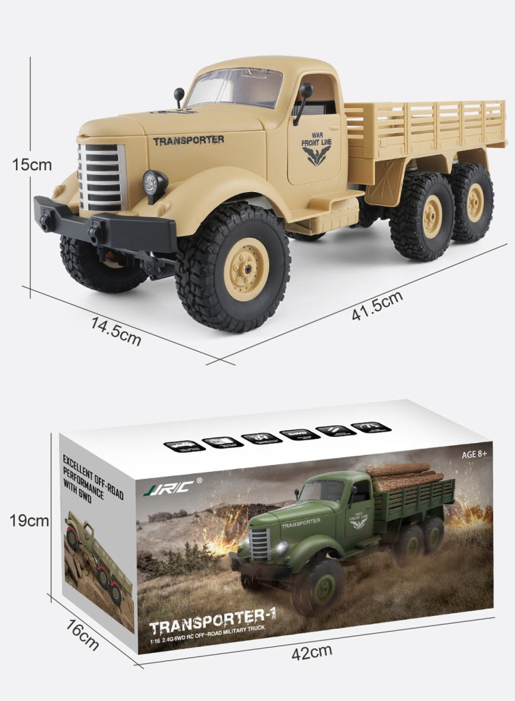 JJR/C Q60 Transporter-1 cuerpo completo 1:16 Mini 2,4 GHz RC 6WD rastreado todoterreno militar camión coche de juguete, Q60