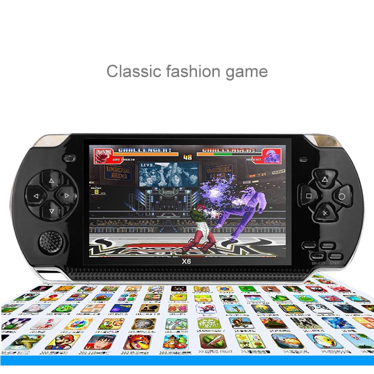 Consola de juegos portátil retro X6 con pantalla de 4,3 pulgadas y cámara de 3 MP, 10000 juegos incorporados, compatible con libros electrónicos/grabación/reproducción de música/reproducción de vídeos, X6
