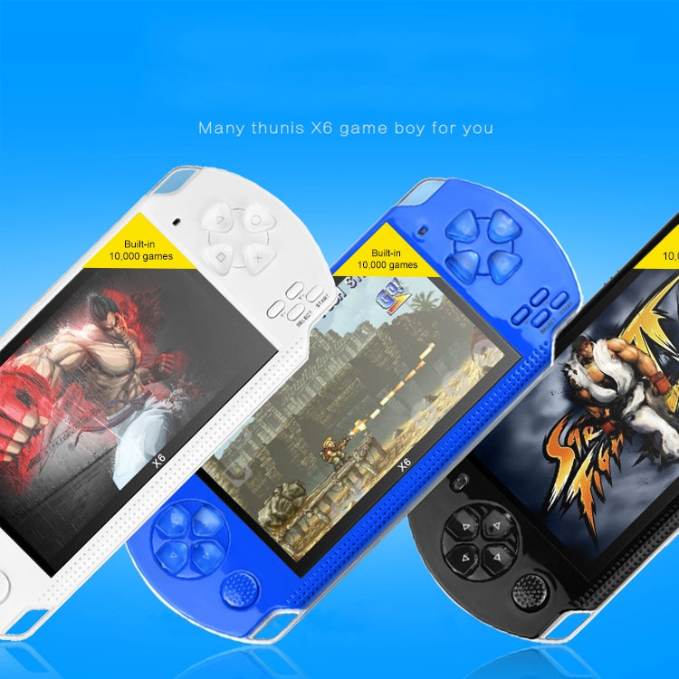 Consola de juegos portátil retro X6 con pantalla de 4,3 pulgadas y cámara de 3 MP, 10000 juegos incorporados, compatible con libros electrónicos/grabación/reproducción de música/reproducción de vídeos, X6