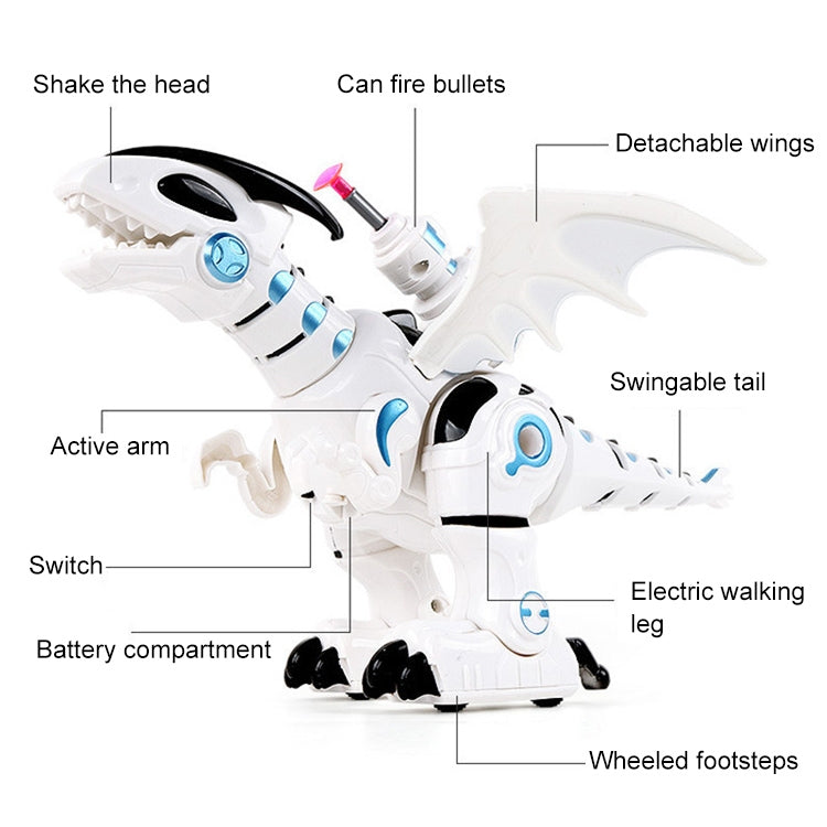 Dinosaurio de lucha mecánico eléctrico, juguete modelo de dinosaurio para niños, soporte para caminar, iluminación, sonido y lanzamiento de bala suave