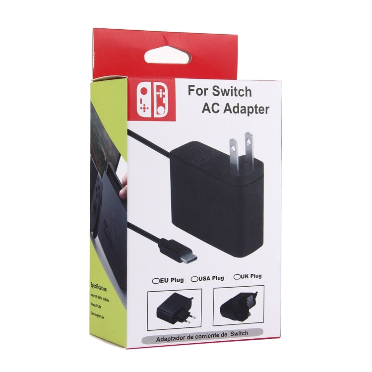 Para consola de juegos Nintendo Switch NS Adaptador de pared Cargador Adaptador de cargador Potencia de carga, CC 5 V, longitud del cable: 1,5 m, enchufe de EE. UU. (Negro), For Switch  NS US Plug