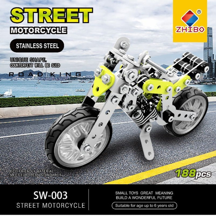 MoFun SW-003 188 PCS DIY Bloques de montaje de motocicletas de calle de acero inoxidable, SW-003