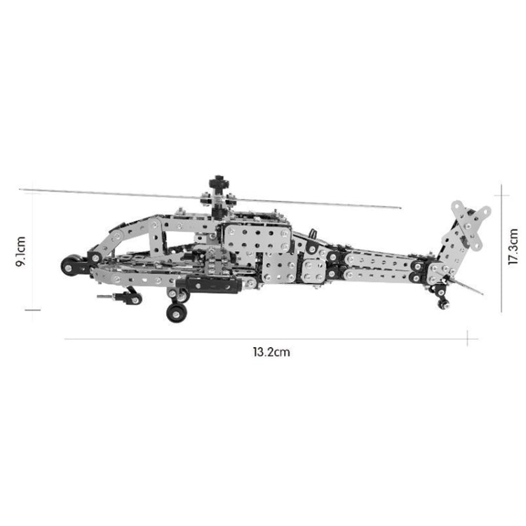 MoFun SW-021 DIY Acero inoxidable AH-64 Helicóptero artillado Bloques de montaje, SW-021 AH-64 Helicopter Gunship