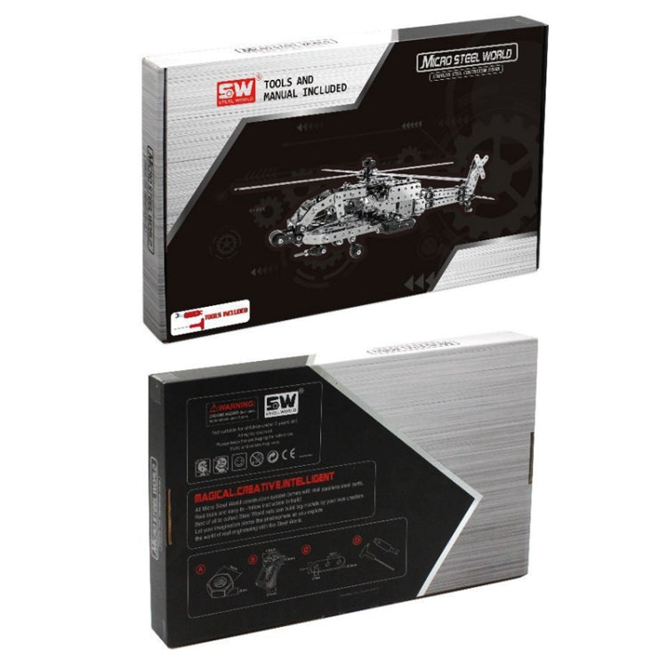 MoFun SW-021 DIY Acero inoxidable AH-64 Helicóptero artillado Bloques de montaje, SW-021 AH-64 Helicopter Gunship