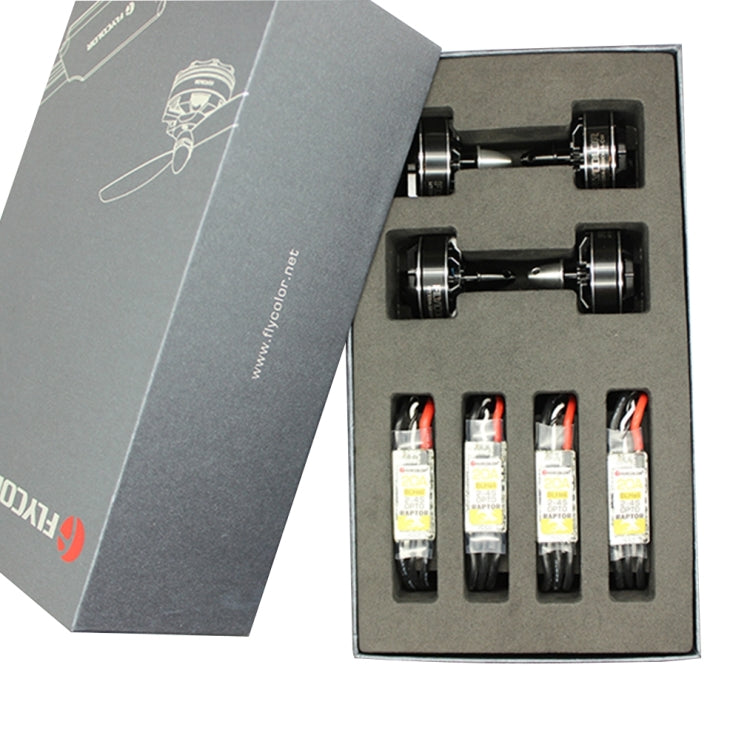 Flycolor Raptor Series Power Set, incluye 4 controladores de velocidad de 20 A + 4 motores de 2300 KV + 4 hélices 5045, 2300KV