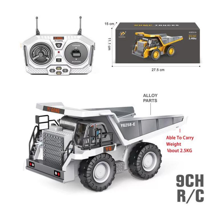 Vehículo de construcción de carga con control remoto MoFun 1048 2.4G de nueve canales, escala 1:24, camión volquete minero multifunción, 1048(Silver)